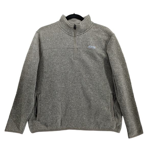Eddie Bauer Fleece Sweater XXL Oatmeal Tan Classic Fit High Neck 1/4 Zip Staple - Picture 1 of 12